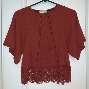 Burnt orange mid-length crop top